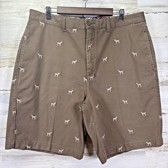 BASS Mens Brown Embroidered‎ All Over Dog Print 9" Inseam Shorts Size 38 - Picture 1 of 6